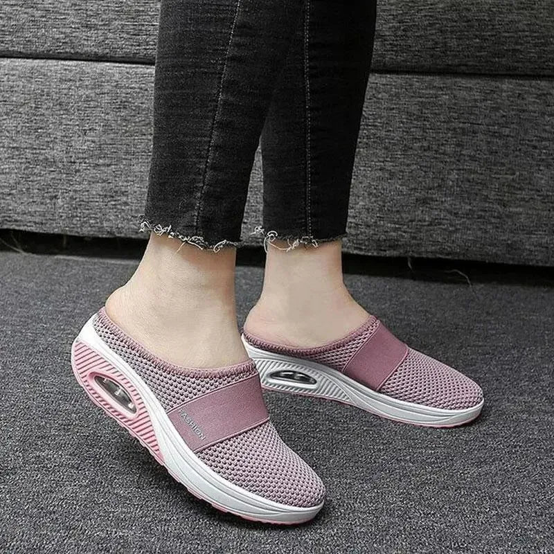Women Wedge Breathable Slippers 2024 Summer Anti-slip Premium Sandals Vintage Casual Female Platform Shoes Plus Size Slides
