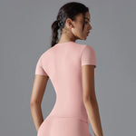 Women Running Sports T Shirt Summer Short Sleeve Round Neck Breathable Stretchy GYM Yoga Slim Fitness Active Top Tee