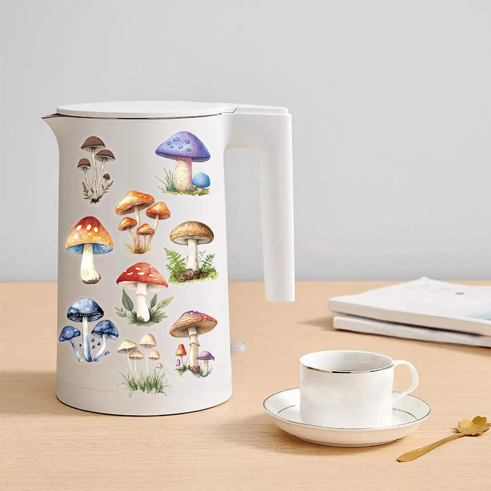 50PCS Kawaii Mushroom Stickers Nostalgia Cartoon Decals Laptops Luggage Diary Skateboards Cool Guitar Motorcycle Sticker Design﻿