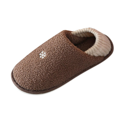 Couple Women's Winter Snowflake Shoes Christmas Pattern Indoor Home Furnished Warm Non Slip Cotton Home Slippers For Women