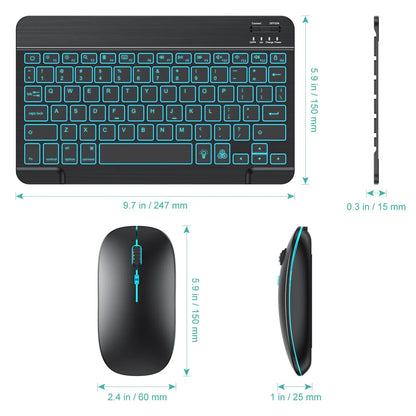 10 inch Backlit For iPad Keyboard and Mouse Backlight Bluetooth Keyboard For IOS Android Windows Wireless Keyboard and Mouse