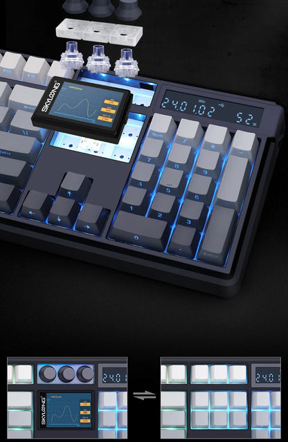 SKYLOONG GK104 Pro Full-Size 3-Mode Wireless Mechanical Keyboard with 2.0 Screen 3 Knobs Hot-Swappable Silent Switch PBT keycaps