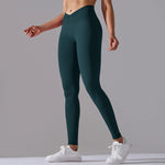 Crossover Waist Women Yoga Leggings Hips Lifting Gym Leggings Seamless Sport Pants High Waist Fitness Leggings Workout Running