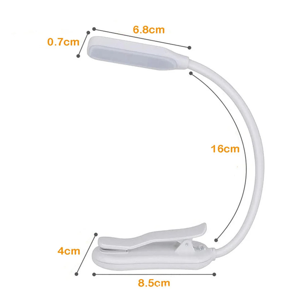 7 LED Book Light USB Rechargeable Reading Light 3-Level Warm Cool White Daylight Portable Flexible Easy Clip Night Reading Lamp