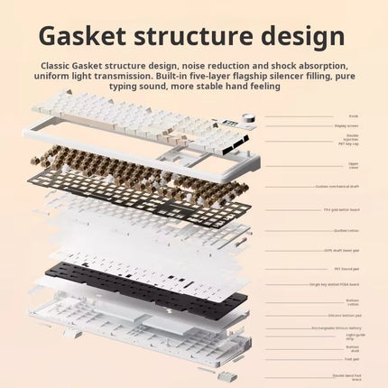 AULA F108Pro/F108 Wireless Bluetooth tri-mode connection, multi-functional display, Gasket structure, RGB lighting effects