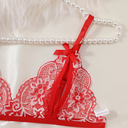Women Sexy Lingerie Bra Thongs Sets Ultrathin Lace Lingerie Set Temptation Erotic Open Bra Crotchless Outfits For Pretty Girls