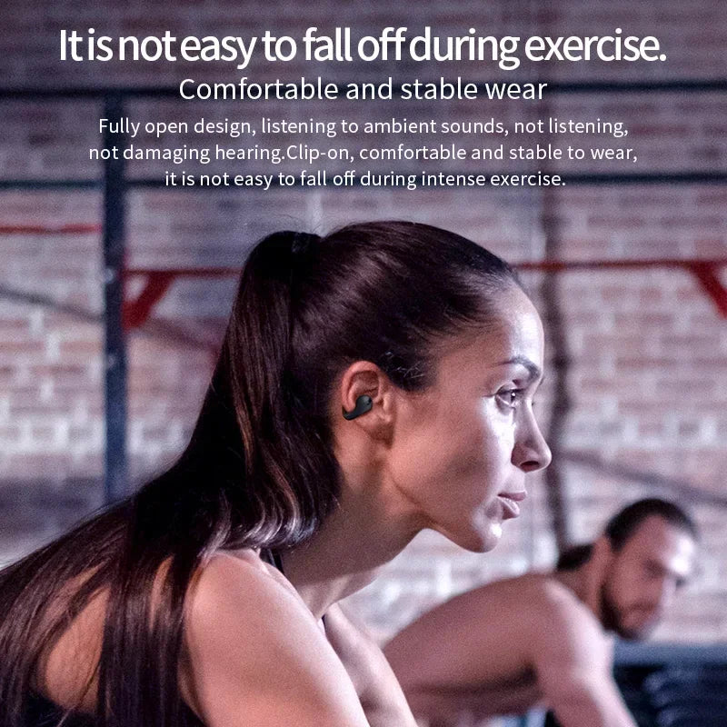 T75 Sport Bone-Conduction Bluetooth 5.3 Earphones HiFi Sound Wireless Headphones Earclip Waterproof Open Ear Headset Earring