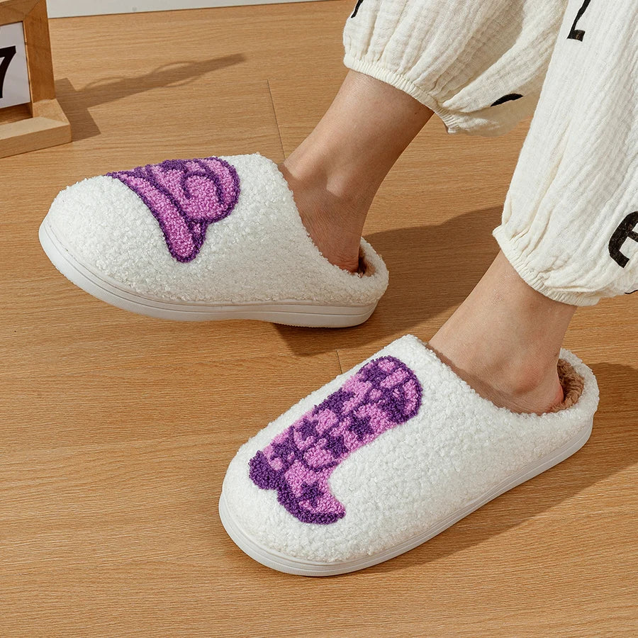 Country Nashville Style Boot Women Slippers Cowgirl Hat Fluffy Slides Comfortable Cozy Comfy Houseshoes Winter Home Cowboy Shoes