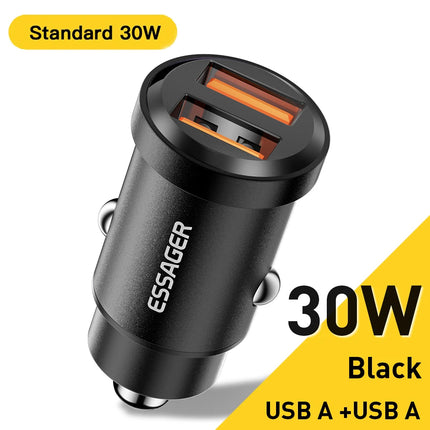 Essager 30W USB Car Charger Quick Charge4.0 QC PD 3.0 SCP 5A USB Type C Car Fast Charging For iPhone 14 13 Huawei Samsung Xiaomi