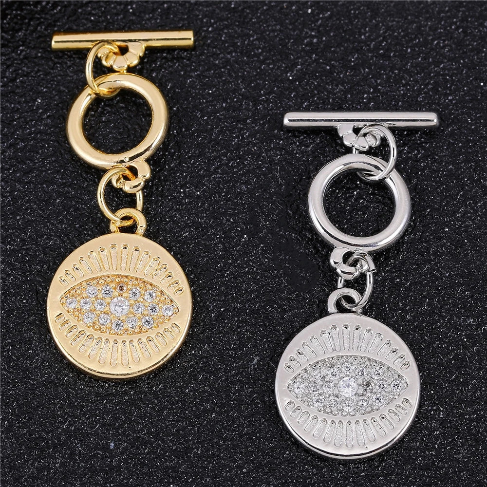 Juya Handmade 18K Gold Silver Plated Fastener Bail Connector Clasps Accessories For Needlework Pearls Beads Jewelry Making