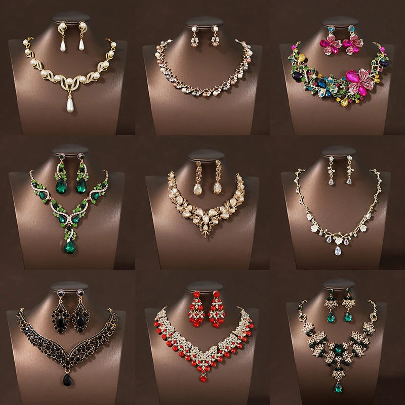 Itacazzo Fashion Bridal Jewelry Set, Fashionable Necklace/Earrings Suitable for Women's Wedding and Party Occasions