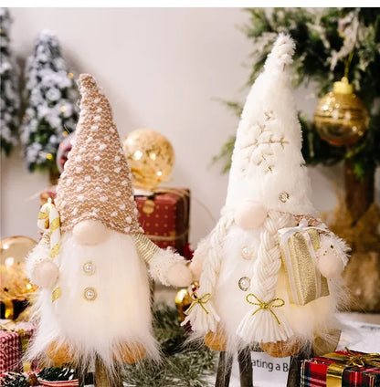 1~4pcs 2024 Christmas Doll Elf Knitted Gnome with Led Night Light Christmas Decorations for Home Xmas Navidad New Year 2025 Gift