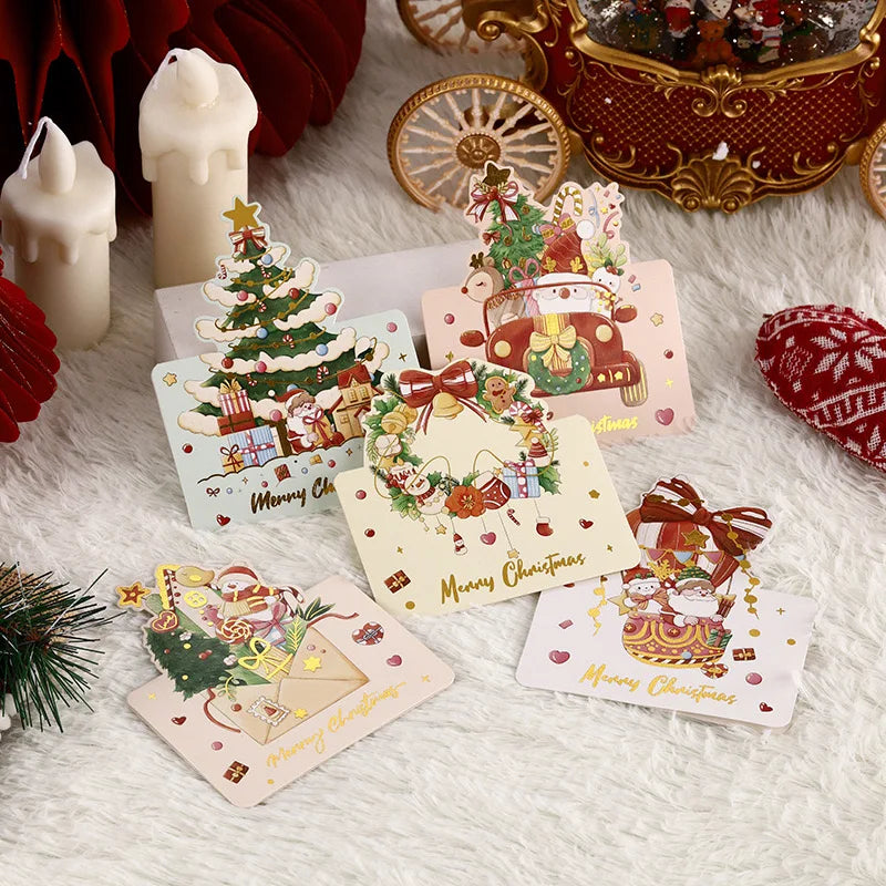 18/12/6PCS  Greeting Cards With Envelope Friend Family Blessing Postcard For Birthday New Year Christmas Gifts Xmas Decoration
