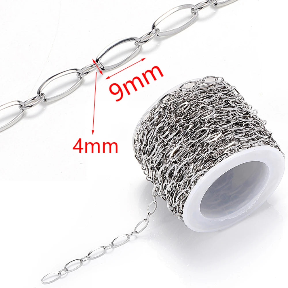 1meter Stainless Steel Necklace Chain for Jewelry Making DIY 1:3 NK Rolo Cable Link Curb Chains Thick Chain Bracelet Accessories