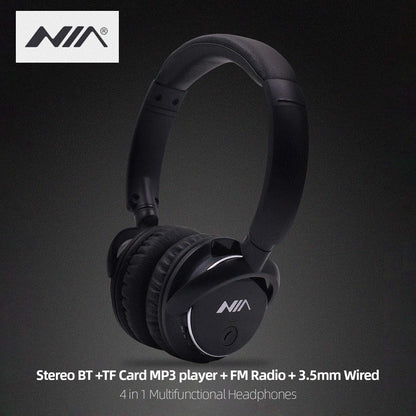 Q1 Bluetooth Headphone Wireless Stereo Music Headset Over-ear TF Card FM Radio Foldable Wired Earphone with Microphone APP