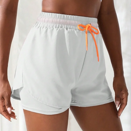 Women's High Rise Yoga Shorts With Elastic Proximity Control Running Shorts, Fake Two Pieces Pants