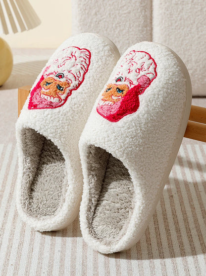Fashion Winter Christmas Santa Claus Slippers Houseshoes Women Comfy Home Flat Slip-on Bedroom Cute Pink Christmas Party Shoes
