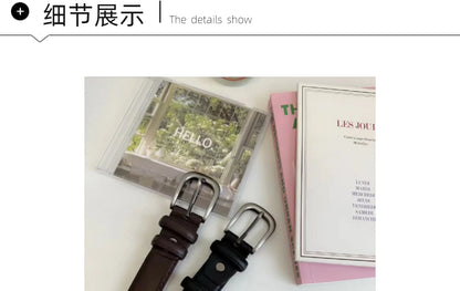 PU Leather Belt for Women Vintage Summer Belts Sliver Gold Buckle Belt Korean Female Jeans Coat Dress Waistband Mens Waist Belt