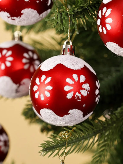 24/6Pcs Glitter Christmas Balls Christmas Ornaments Set  Xmas Tree Hanging Pendant Home Festive Party Decoration Supplies 6cm