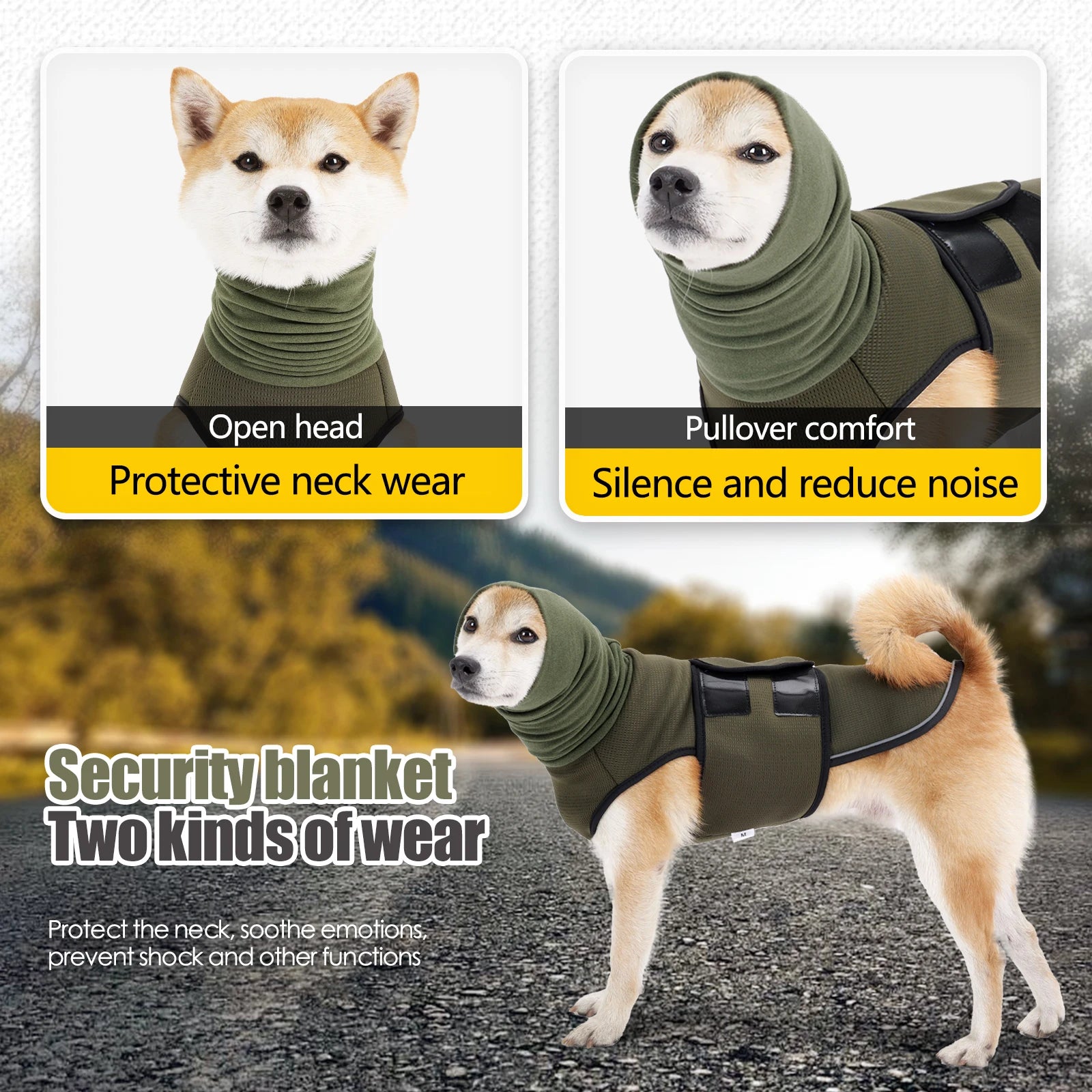 Dog Anxiety Vest and Coat-Keep Pet Calm, Dog Jacket for Thunder, Fireworks, Anti Anxiety Vest for Dogs and Cat Body and Ear