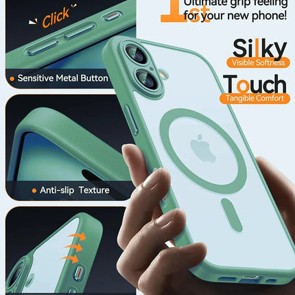 Magsafe Magnetic Luxury Armor Shockproof Case For iPhone 16 15 14 13 Pro Max Plus For Wireless Charge Cover Matte Translucent PC