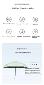 Mini Sun Umbrella Pocket Rain Umbrella Vinyl Folding UV Ultraviolet Protection Sun Shade Pocket Parasol Capsule