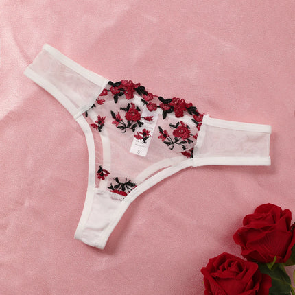 Sexy Lace Lingerie Push Up Lingerie Semi-Sheer Bra And Panty Sets Women Gathering Chest Underwear Flower Embroidery Bralette Set