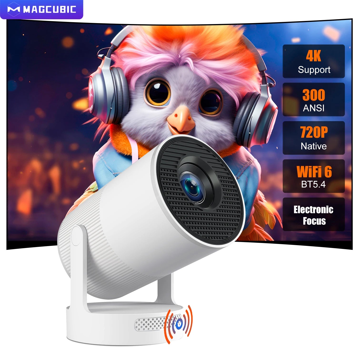 Magcubic HY300 Ultra Portable Projector with Speaker Electronic Focus 4K 300ANSI