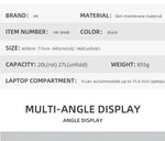 HK Expandable Travel Backpack Men Large Capacity Waterproof 15.6” Laptop Bag Hiking Rucksack Cycling Daypack Bag with USB Port