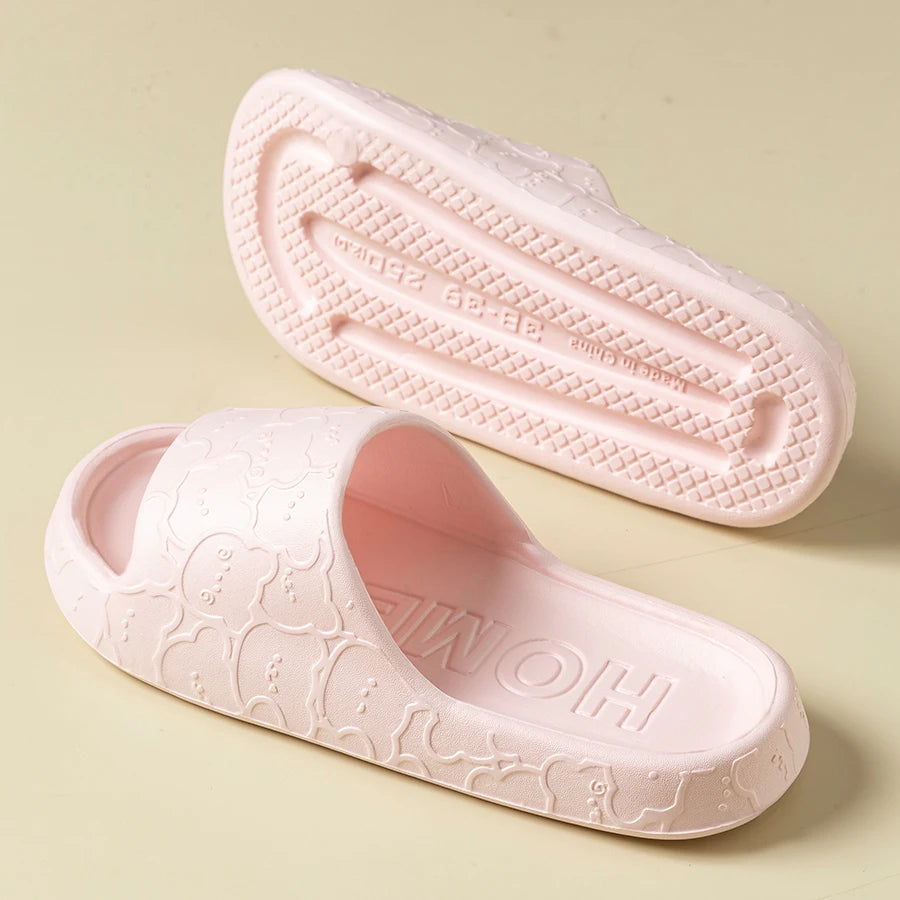 Summer Cute Bear Printting Women Slippers Indoor Bathroom Non-slip Thick Soft Sole Sandals Exquisite Beach Cool Outdoor Shoes