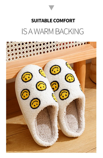 Little Cute Smile Face Slippers Houseshoes Women's House Smile Ladies Indoor Winter Fluffy Cozy Home Comfy Women Shoes