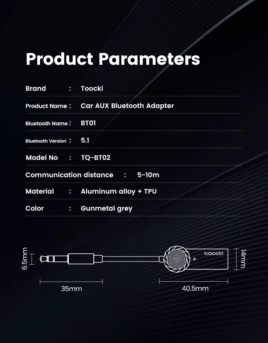 Toocki Wireless Bluetooth 5.1 Receiver Adapter 3.5mm Jack Audio Music Dongle USB Car Bluetooth Transmitter for Aux Car Speaker