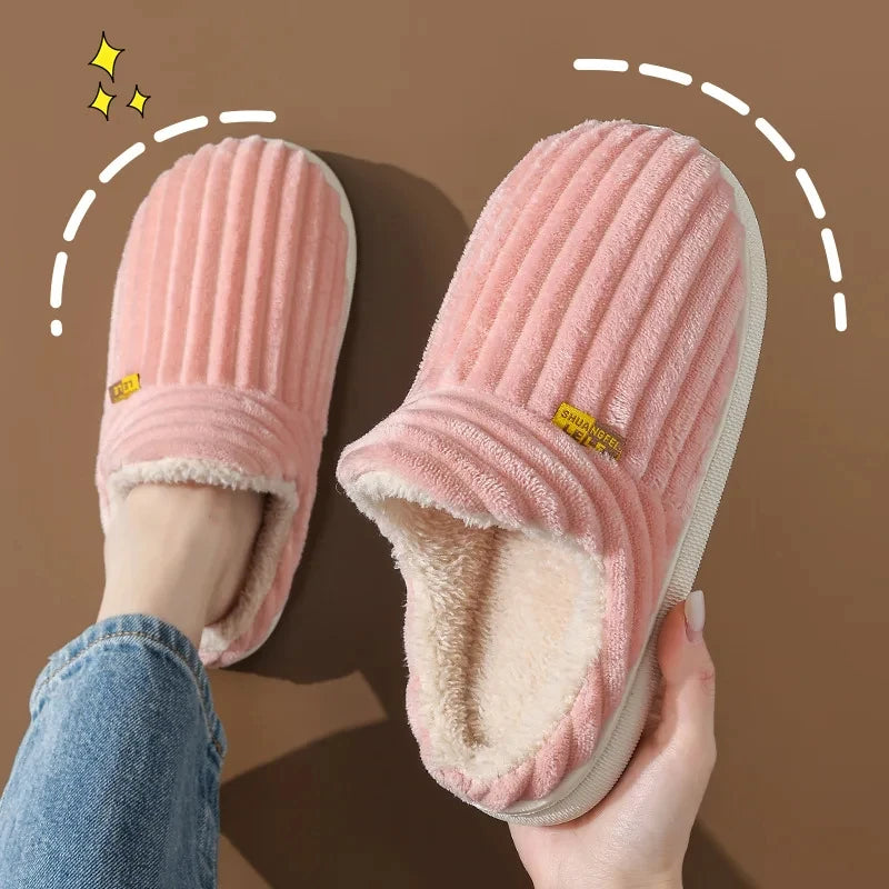 Litfun New Fur Slippers For Women Men Winter Furry Fashion Warm Ankles Plush Cozy Slides For Home Indoor Soft Sole Cotton Shoes