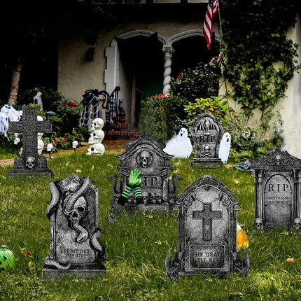 Halloween Decorations Outdoor Graveyard Tombstones Tombstones Halloween Decor Yard Signs with Stakes Realistic Scary Skeleton