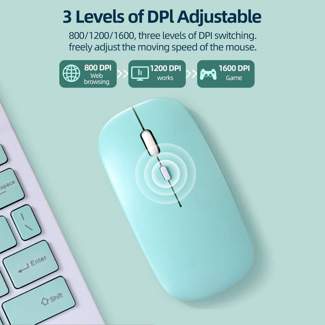 Colorful Bluetooth Mouse, Silent Wireless Mouse, Single-Mode Battery, Office Business Mouse Suitable for Various Laptops