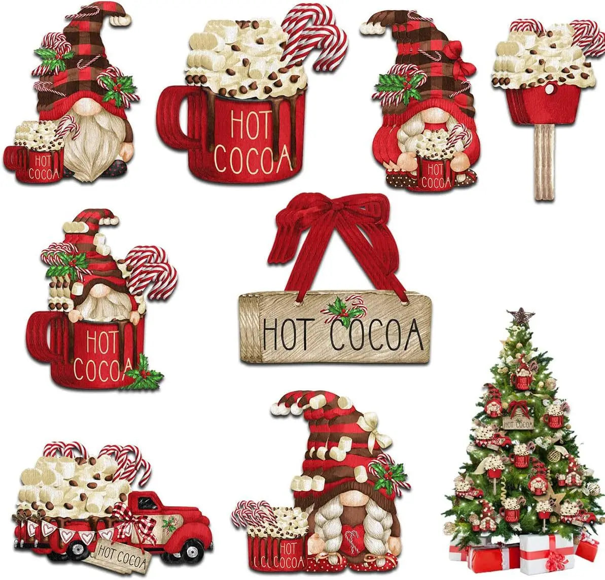 24Pcs Christmas Cute Dwarf Hanging Ornaments Xmas Wooden Gnome Pendant DIY Christmas Tree Craft Decoration for Home New Year