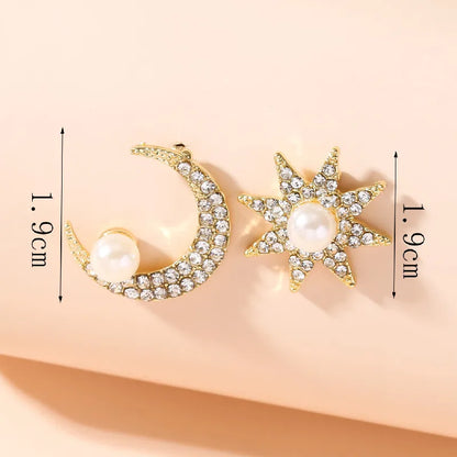 High end, niche, fashionable star moon surround earrings, European and American fashion, minimalist temperament, diamond earring