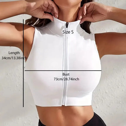 Women's 2-piece Set Close-fitting Breathable Sexy Yoga Zipper Exercise Fitness Vest Top