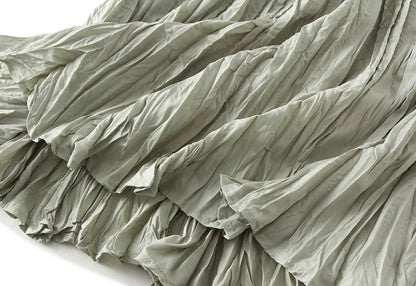 UCXQ Simple Luxury Multi Solid Colors Pleated Skirt For Women's Large Hem Folds A-line Skirts Female 2024 Spring Autumn 23A7004
