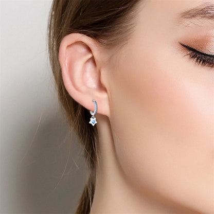 Genuine 925 Sterling Silver Love Feather Earrings Fit Original Charms Hoop  For Women girls Stud Earring Fine Jewelry Gifts