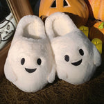 Halloween Ghost Pumpkin Bat Design Women Winter Slippers Casual Soft Heel Platform Fur Warm Indoor Comfortable Man Home Slippers