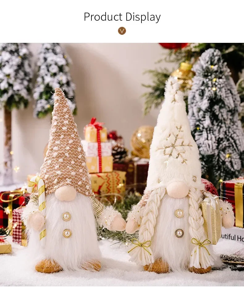1~4pcs 2024 Christmas Doll Elf Knitted Gnome with Led Night Light Christmas Decorations for Home Xmas Navidad New Year 2025 Gift