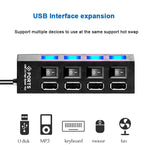 USB 2.0 Hub Multi USB Splitter Ports Hub Use Power Adapter 4/ 7 Port Multiple Expander Hub with Switch 30CM Cable For Home