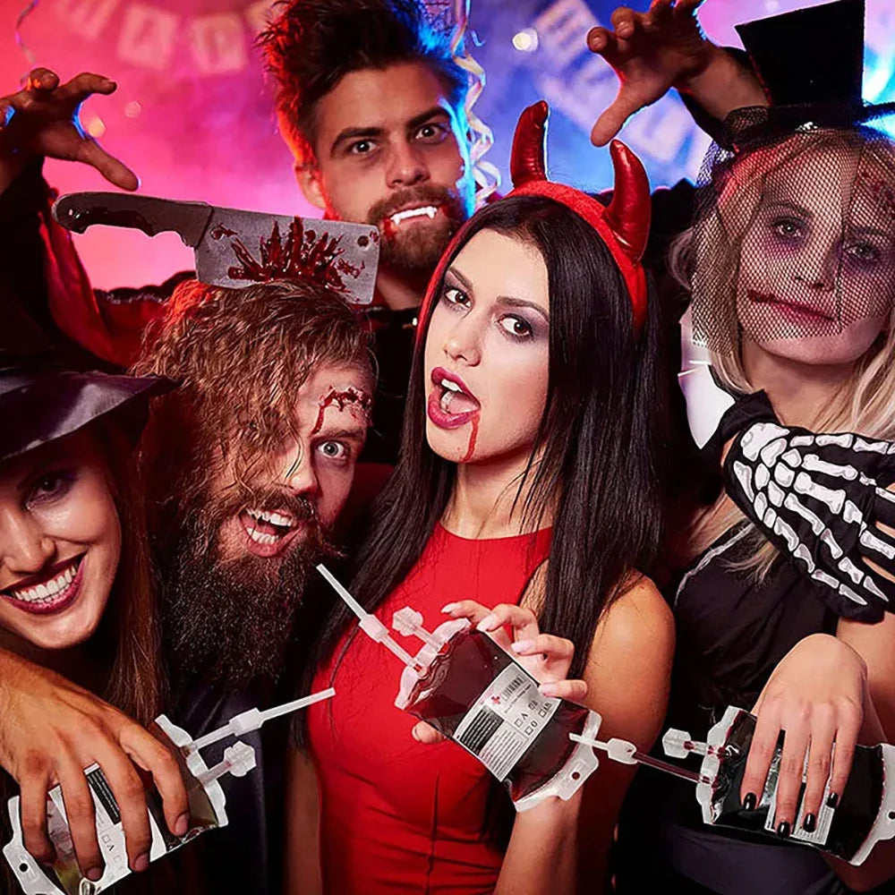 350ml Halloween Blood Bags for Drinks,Blood Bags of Vampire,Energy Drink Bags,Drinkable Blood Bags,Halloween Scary Props