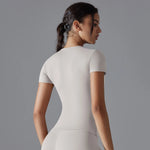 Women Running Sports T Shirt Summer Short Sleeve Round Neck Breathable Stretchy GYM Yoga Slim Fitness Active Top Tee