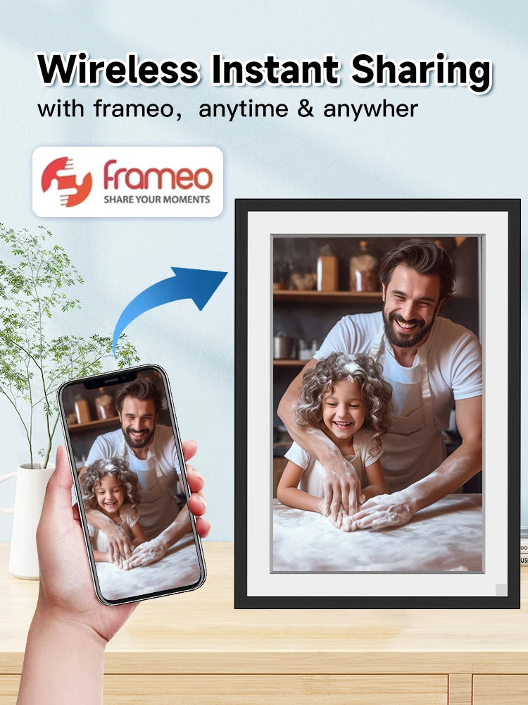 Frameo 10.1 Inch WiFi Digital Picture Frame，1280 * 800IPS HD Cloud Smart Digital Photo Frame,32GB Storage, Wall Mountable, Auto-