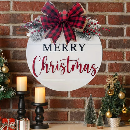 Merry Christmas Wooden Hangings Sign Christmas Wreaths Front Door Sign Festive Outdoor Home Ornament 2025 New Year Festival Prop