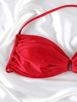 Solid Color Bikinis Push Up Swimwear Women Halter Bikini Set Shiny Swimsuit Push Up Bathing Suits Bandage Beachwear Thong