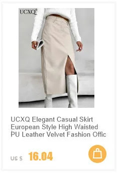 UCXQ Simple Luxury Multi Solid Colors Pleated Skirt For Women's Large Hem Folds A-line Skirts Female 2024 Spring Autumn 23A7004