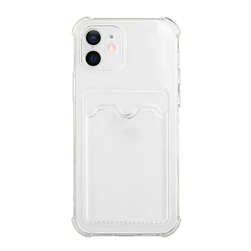 Luxury Card Bag Wallet Clear Protective Case For iphone 11 12 13 14 15 Pro X XR XS Max 7 8 SE Shockproof Transparent Cover Cases